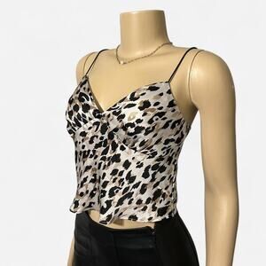 y2k leopard print satin cami top